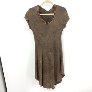 Angelrox Suger Women Size Sun Medium Large Dress Brown Mineral Wash Short Sleeve